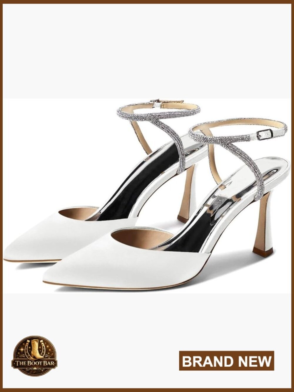 Kitten Rhinestone Satin Pointy Toe Heels Wedding Party Shoes